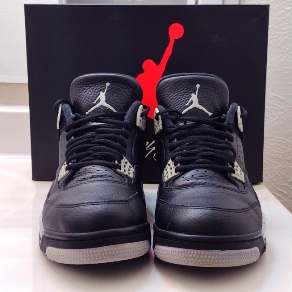Air Jordan 4 Retro Black Oreo Tech Grey LS Mens Sneakers 314254-003 Size 12 - Picture 8 of 14